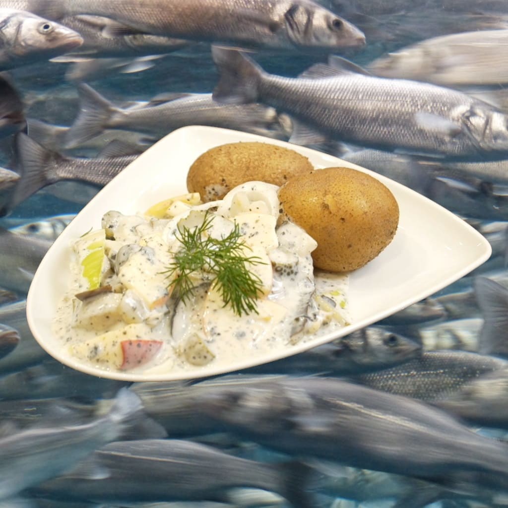 Veganer Heringssalat mit Auberginen