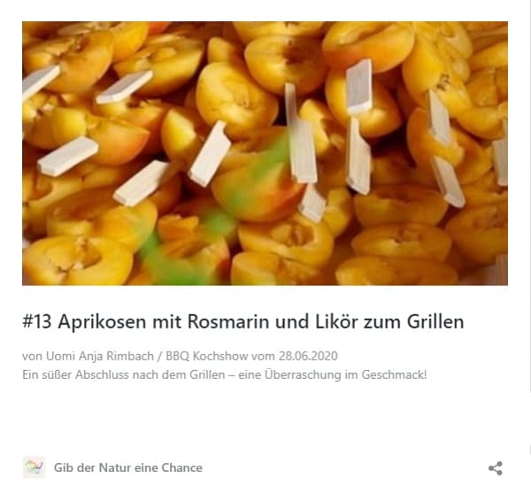 Aprikosen mit Rosmarin und Likör zum veganen Grillen
