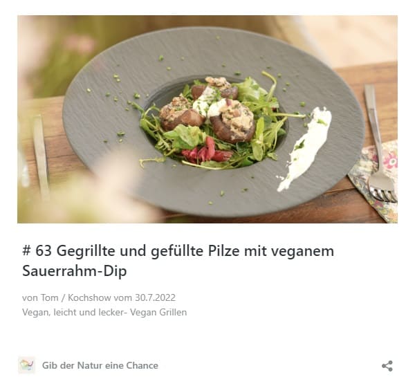 #63 Gegrillte und gefüllte Pilze mit veganem Sauerrahm-Dip