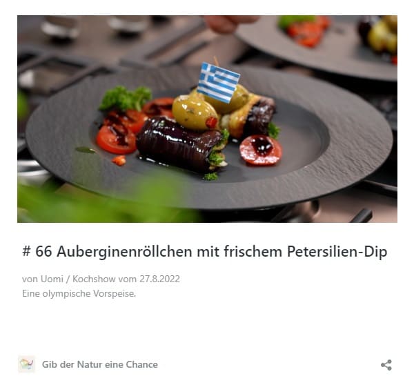 #66 Auberginenröllchen mit frischem Petersilien-Dip