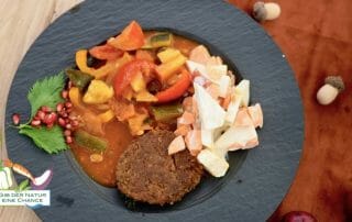 Rezept für Jetzt Grünkernlaibchen mit Letscho